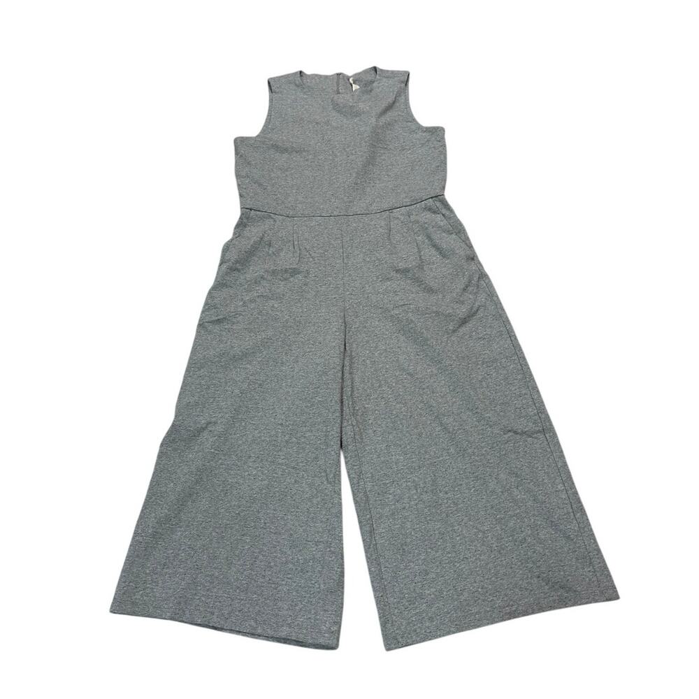 NWT Eileen Fisher Women’s Medium Gray Organic Cotton Wide Leg Moon Jumpsuit